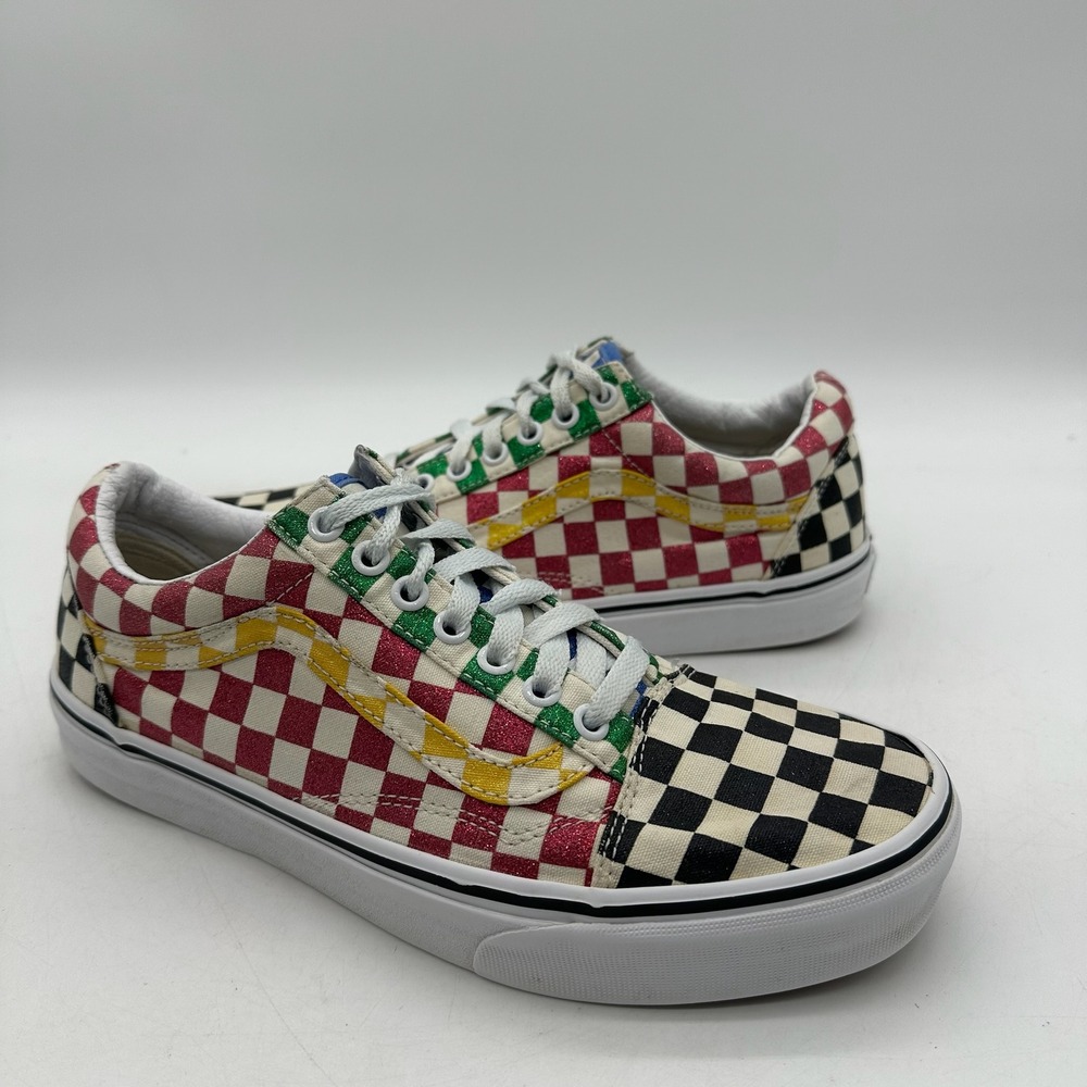 Vans 500714 Old Skool Womens Size 10 Mens 8.5 Checkerboard Rainbow Low Sneakers